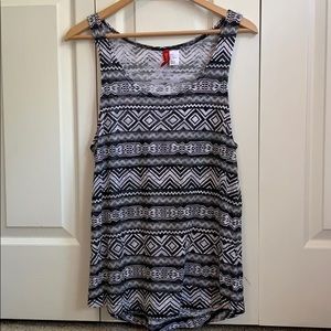 Divided Black and White Aztec Print Tank Top